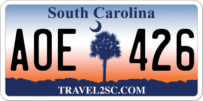 SC license plate AOE426