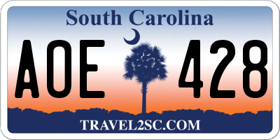 SC license plate AOE428