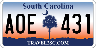 SC license plate AOE431