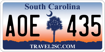 SC license plate AOE435