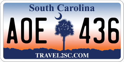 SC license plate AOE436