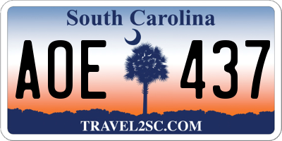 SC license plate AOE437