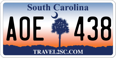 SC license plate AOE438