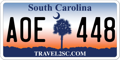 SC license plate AOE448