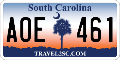 SC license plate AOE461