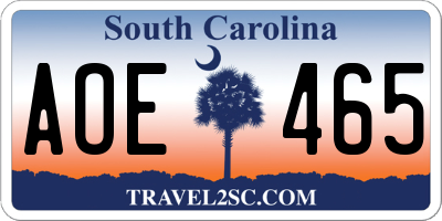 SC license plate AOE465
