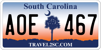 SC license plate AOE467