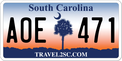 SC license plate AOE471