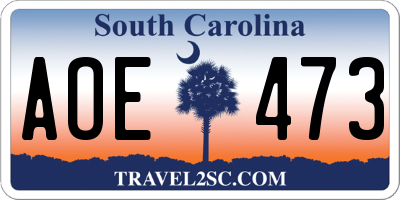 SC license plate AOE473