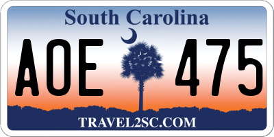 SC license plate AOE475