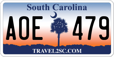 SC license plate AOE479