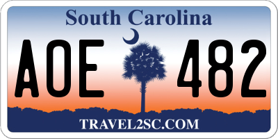 SC license plate AOE482