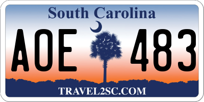 SC license plate AOE483
