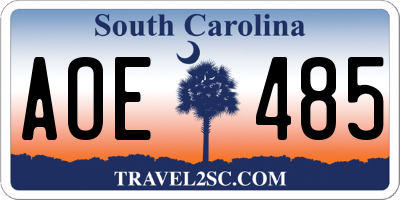 SC license plate AOE485