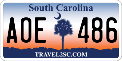 SC license plate AOE486