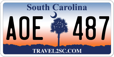 SC license plate AOE487