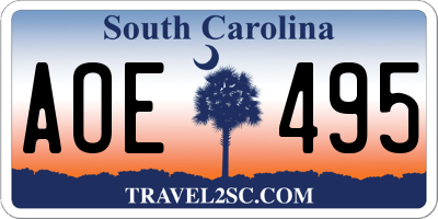 SC license plate AOE495