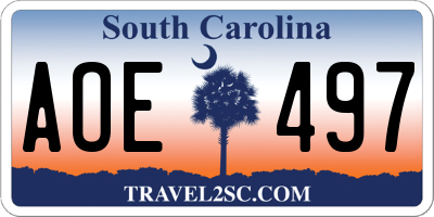 SC license plate AOE497