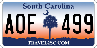SC license plate AOE499