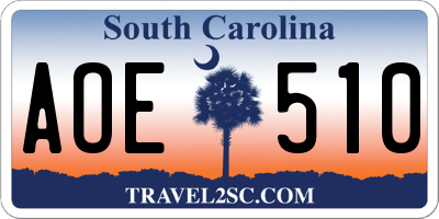 SC license plate AOE510