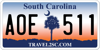 SC license plate AOE511