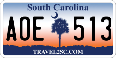 SC license plate AOE513