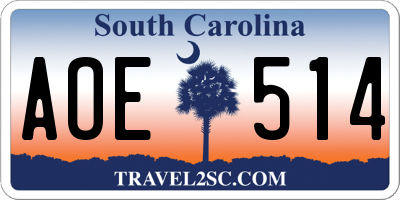 SC license plate AOE514