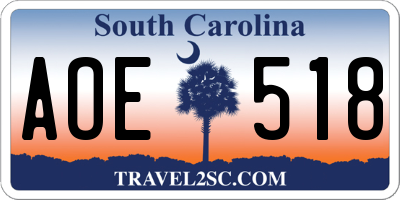 SC license plate AOE518