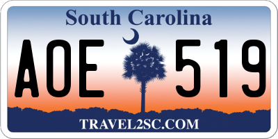 SC license plate AOE519