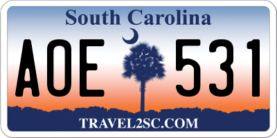SC license plate AOE531