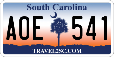 SC license plate AOE541