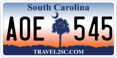 SC license plate AOE545