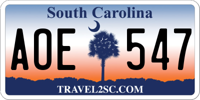 SC license plate AOE547