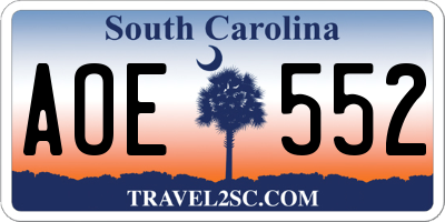 SC license plate AOE552