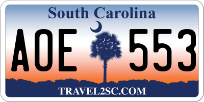 SC license plate AOE553