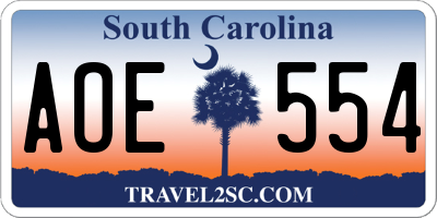 SC license plate AOE554