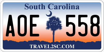 SC license plate AOE558