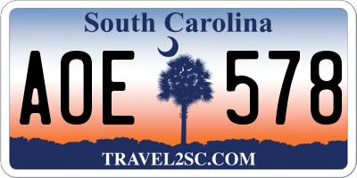 SC license plate AOE578