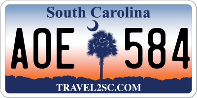 SC license plate AOE584