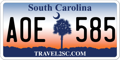 SC license plate AOE585