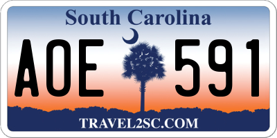 SC license plate AOE591