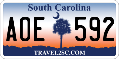 SC license plate AOE592