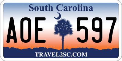 SC license plate AOE597