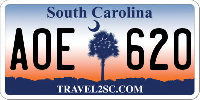 SC license plate AOE620