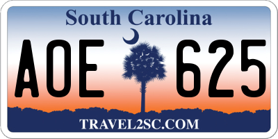 SC license plate AOE625