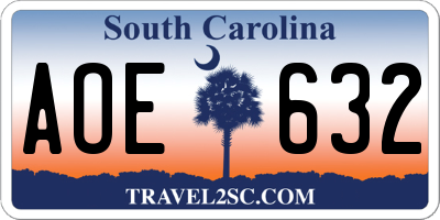 SC license plate AOE632