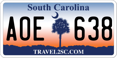 SC license plate AOE638