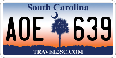 SC license plate AOE639