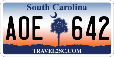 SC license plate AOE642