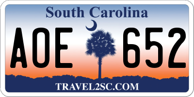 SC license plate AOE652